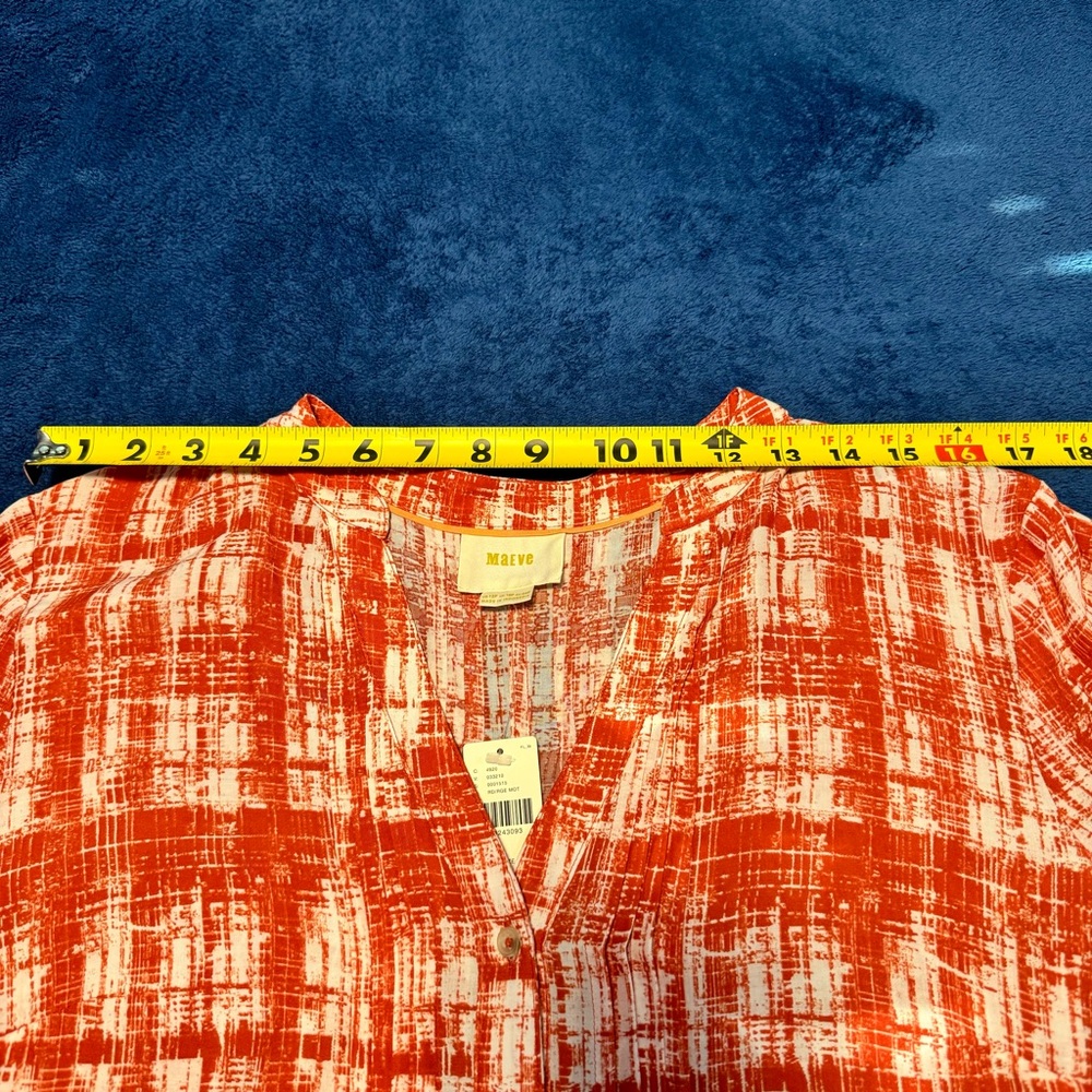 LAST CHANCE JAN 2026 NWT! Anthro Calia Top buttondown shirt red orange 12p - Picture 15 of 15